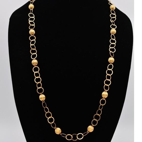 Francesca Visconti Chain Necklace Gold Tone Linked Ball Station Signed 80s Bin4A - Picture 1 of 12